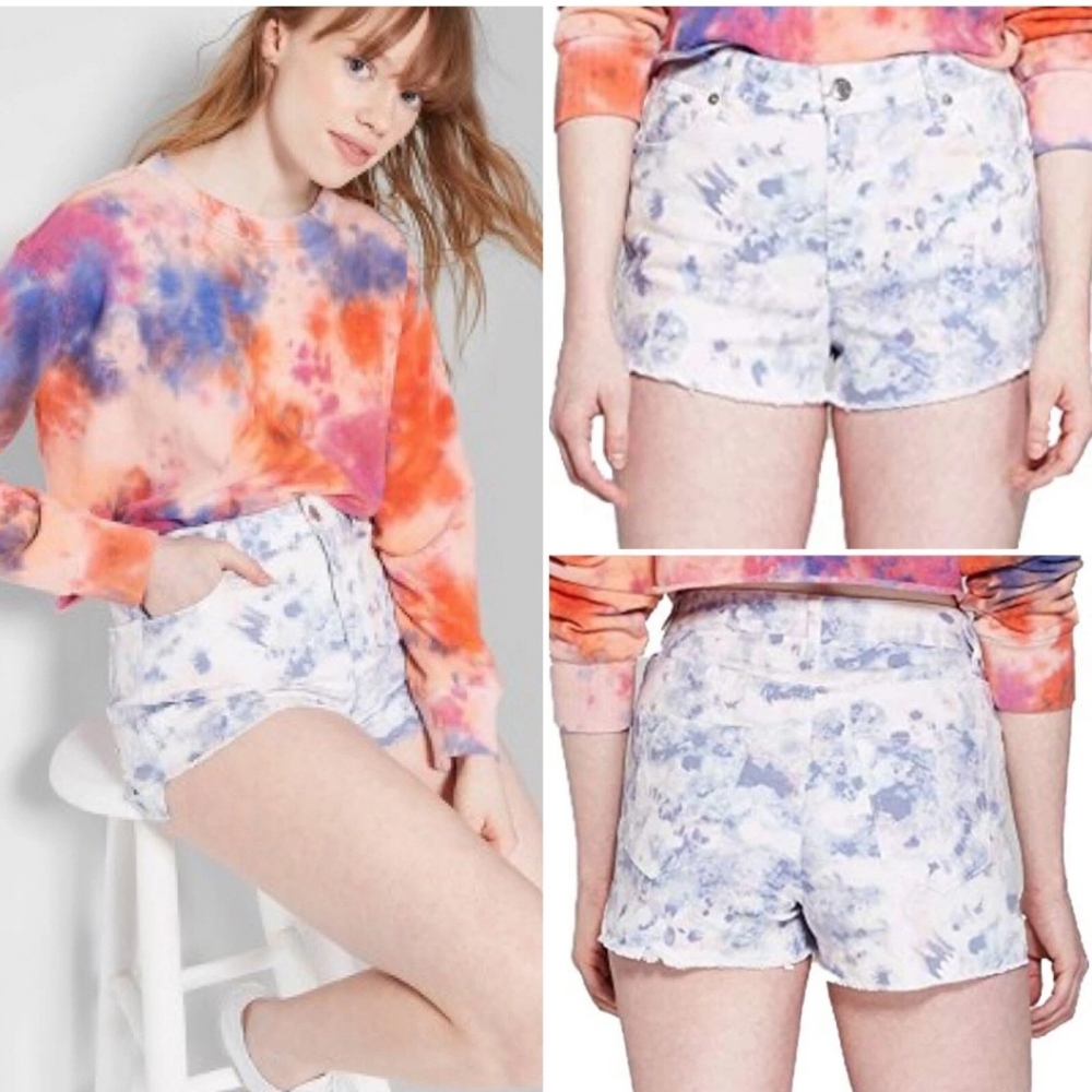 Wild Fable Lavender Purple Pink Tie Dye Watercolor Denim Shorts